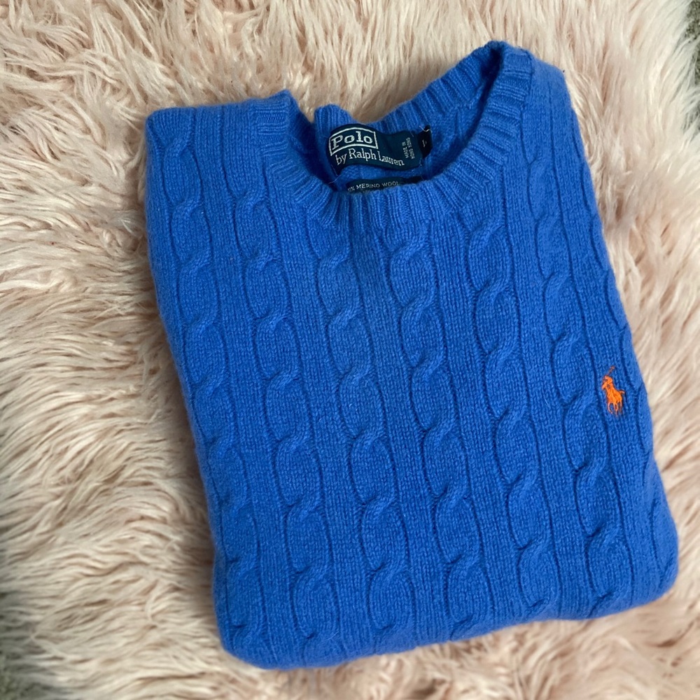 Blue, woven, wool sweater by POLO by RALPH LAUREN